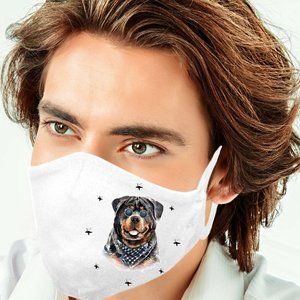 Rottweiler Laser Printed Face Mask Metal Studs